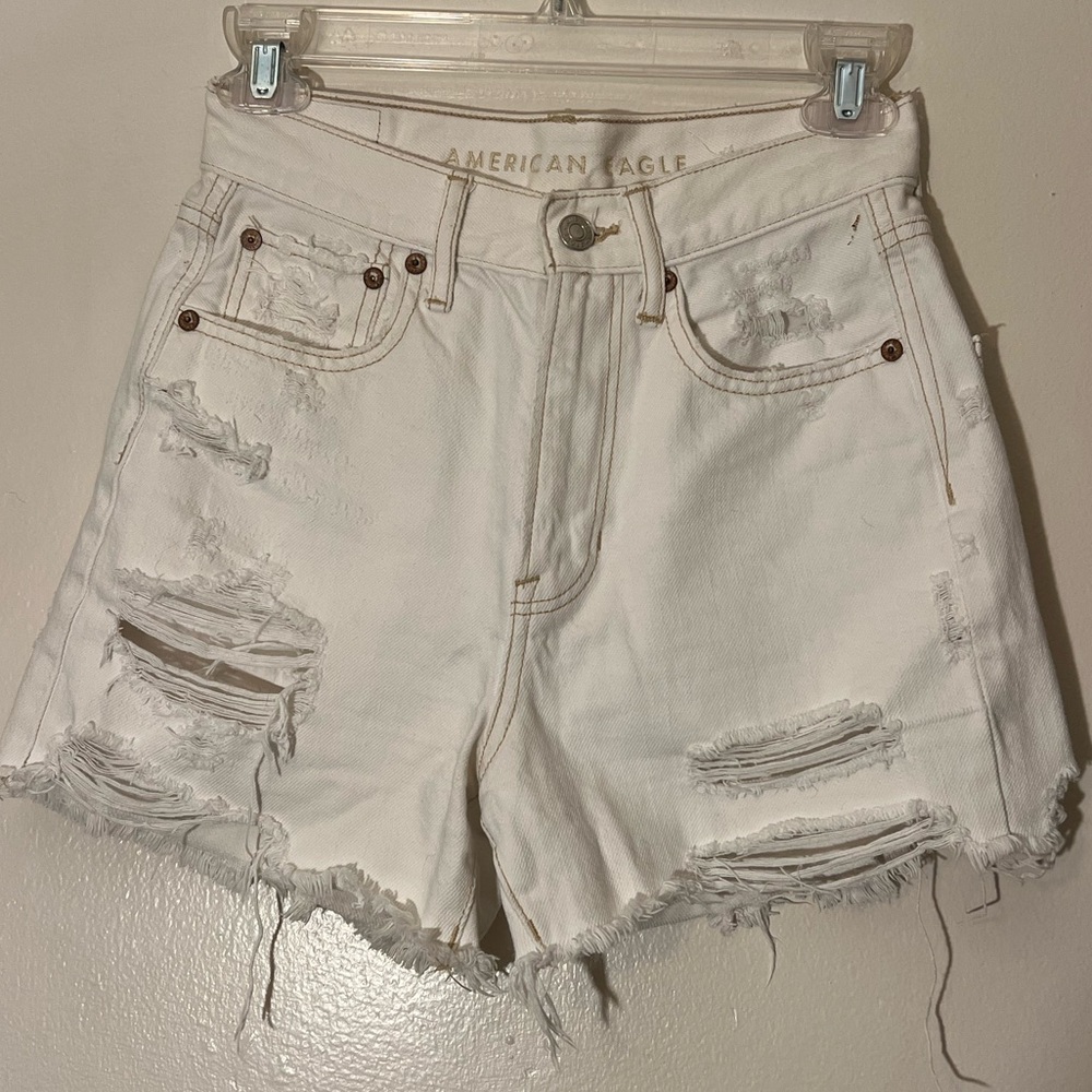 American Eagle Outfitters Ripped Denim Mom Shorts